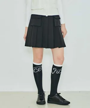Vice Golf Atelier Women's Cargo Pocket Point Pleats Skirt - Black