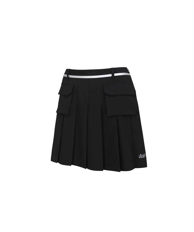 Vice Golf Atelier Women's Cargo Pocket Point Pleats Skirt - Black