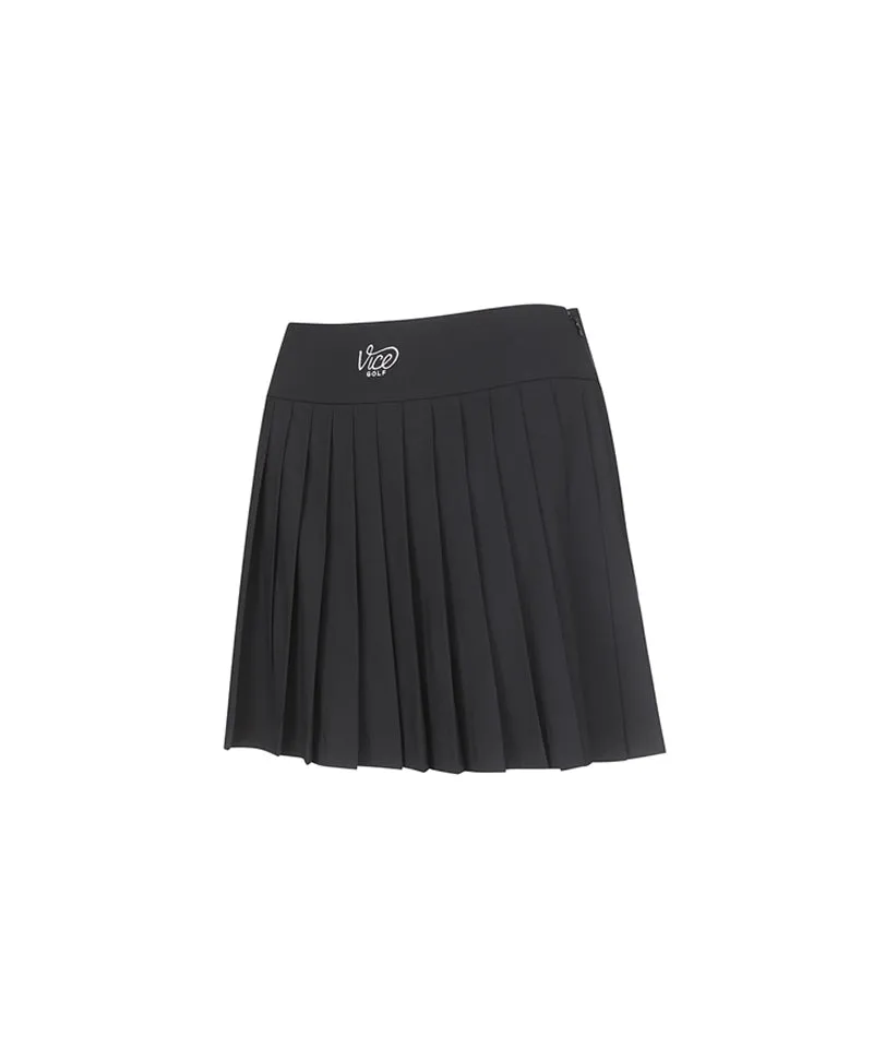 Vice Golf Atelier Women's Orange Scramble All Pleats Skirt - Black