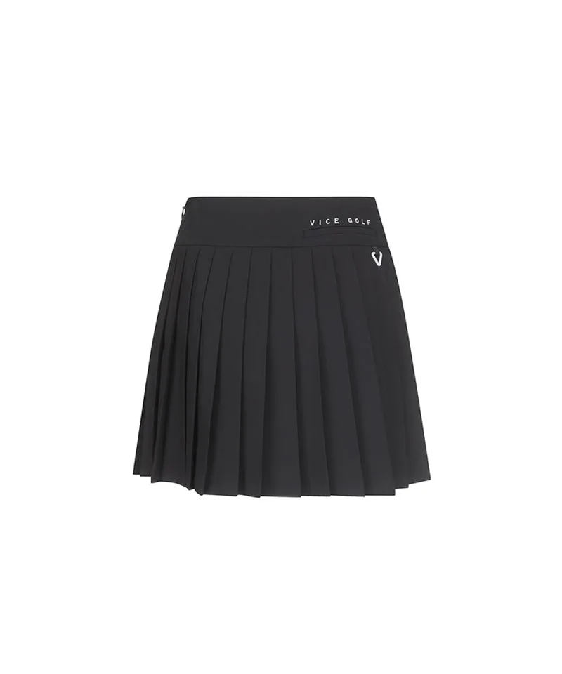 Vice Golf Atelier Women's Orange Scramble All Pleats Skirt - Black