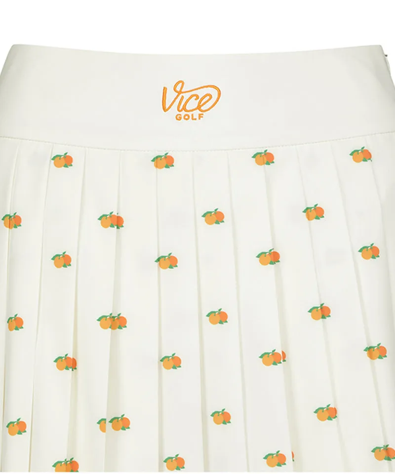 Vice Golf Atelier Women's Orange Scramble All Pleats Skirt - Bone White