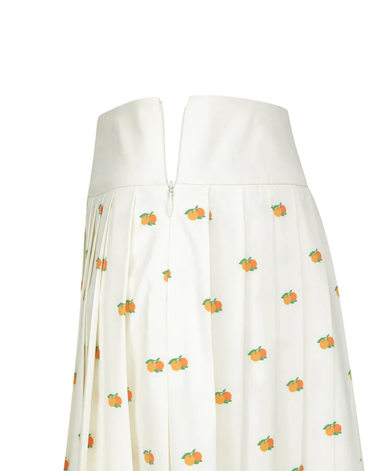 Vice Golf Atelier Women's Orange Scramble All Pleats Skirt - Bone White