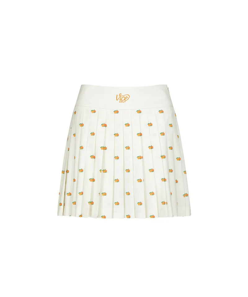 Vice Golf Atelier Women's Orange Scramble All Pleats Skirt - Bone White
