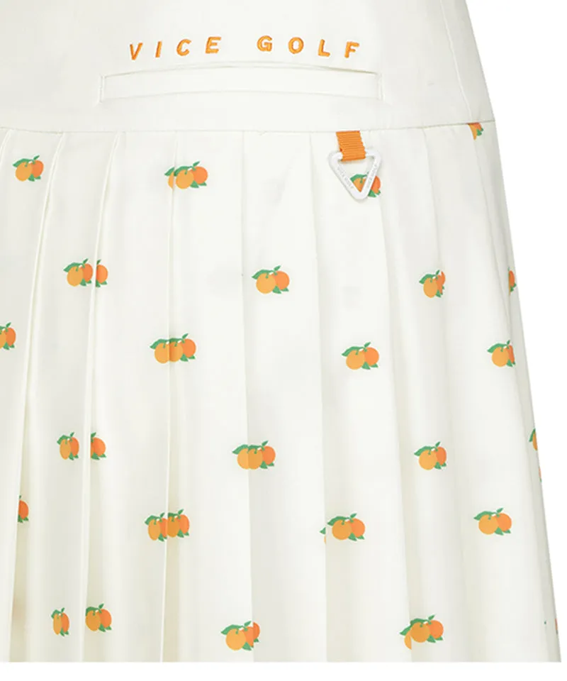 Vice Golf Atelier Women's Orange Scramble All Pleats Skirt - Bone White