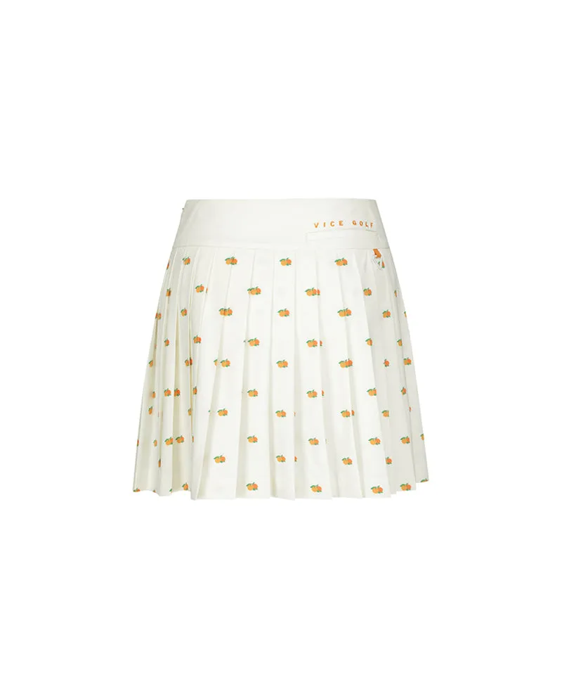 Vice Golf Atelier Women's Orange Scramble All Pleats Skirt - Bone White