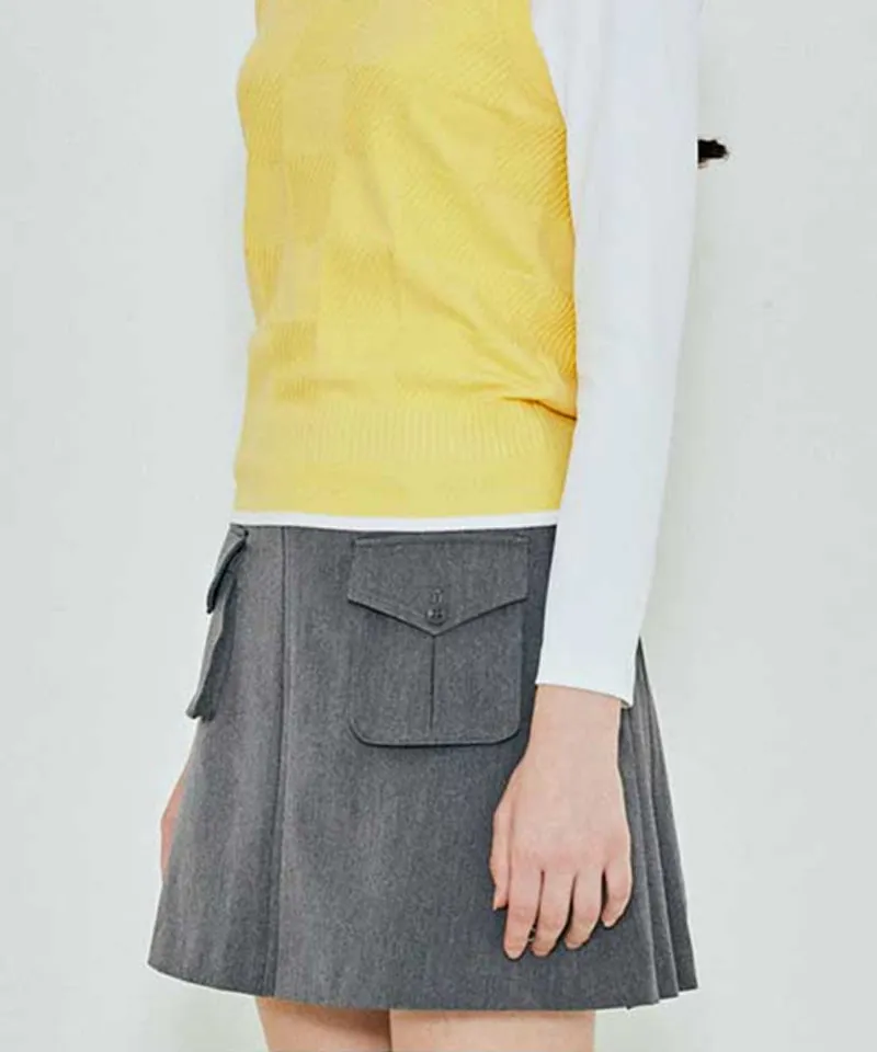 Vice Golf Atelier Women's Pocket Point Back Pleats Skirt - Mellange Gray
