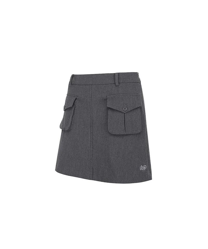 Vice Golf Atelier Women's Pocket Point Back Pleats Skirt - Mellange Gray