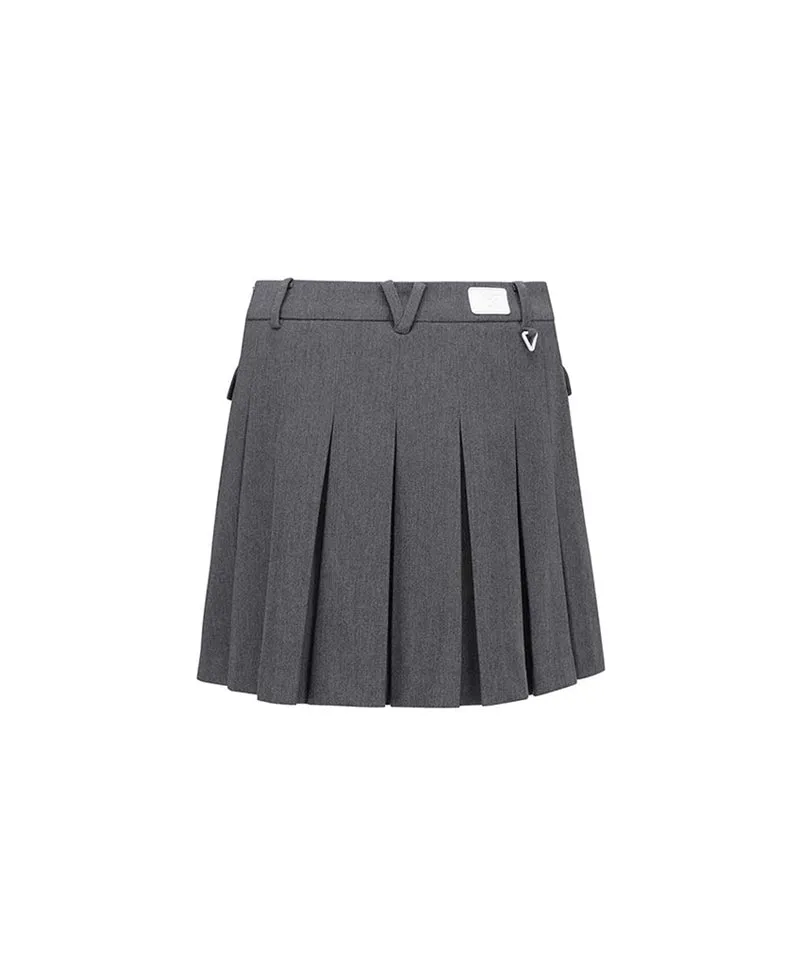 Vice Golf Atelier Women's Pocket Point Back Pleats Skirt - Mellange Gray