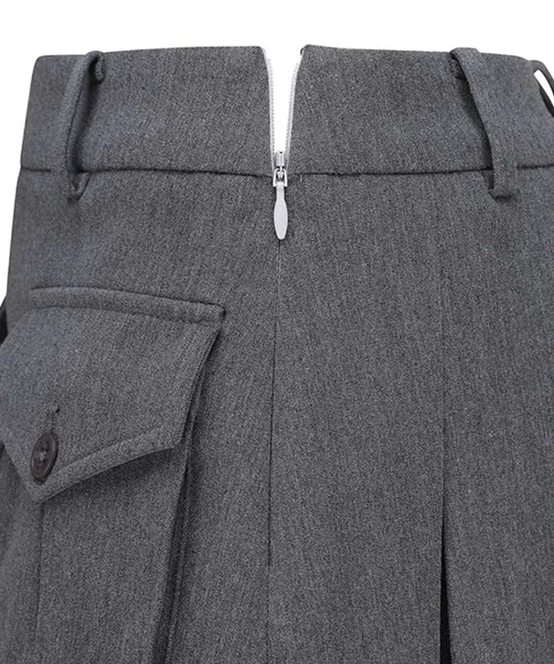 Vice Golf Atelier Women's Pocket Point Back Pleats Skirt - Mellange Gray
