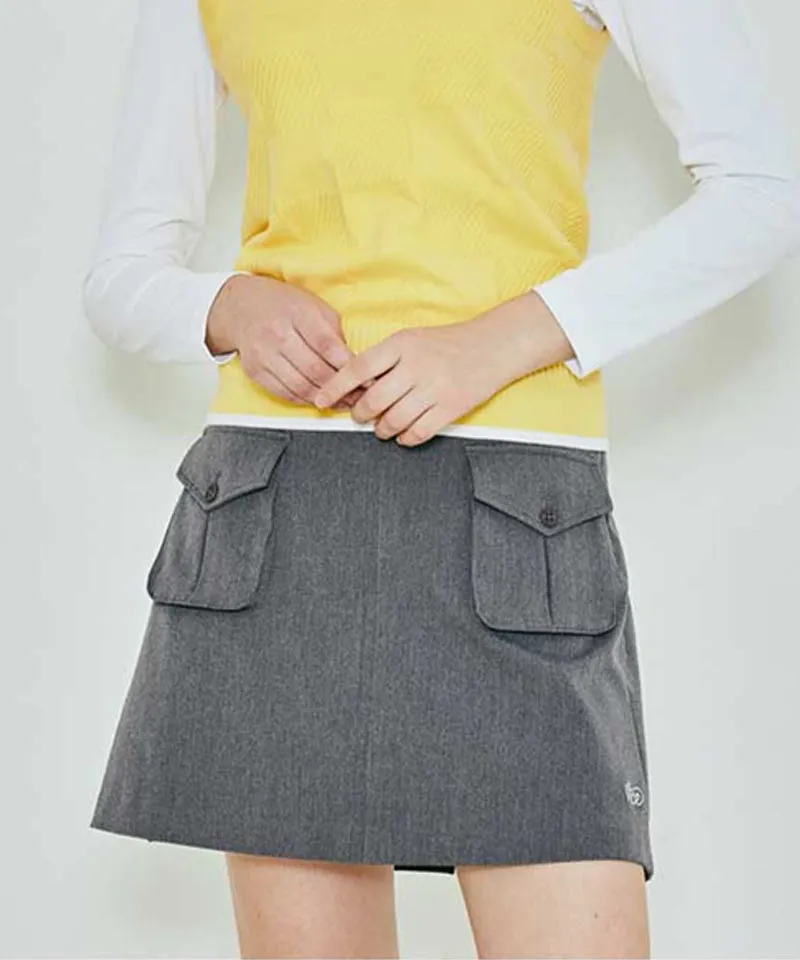Vice Golf Atelier Women's Pocket Point Back Pleats Skirt - Mellange Gray
