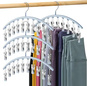Yoga Pants Hanger w/Rubber Coated 4 Pack w/10 Clips